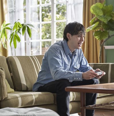 Boy playing Nintendo Switch 2